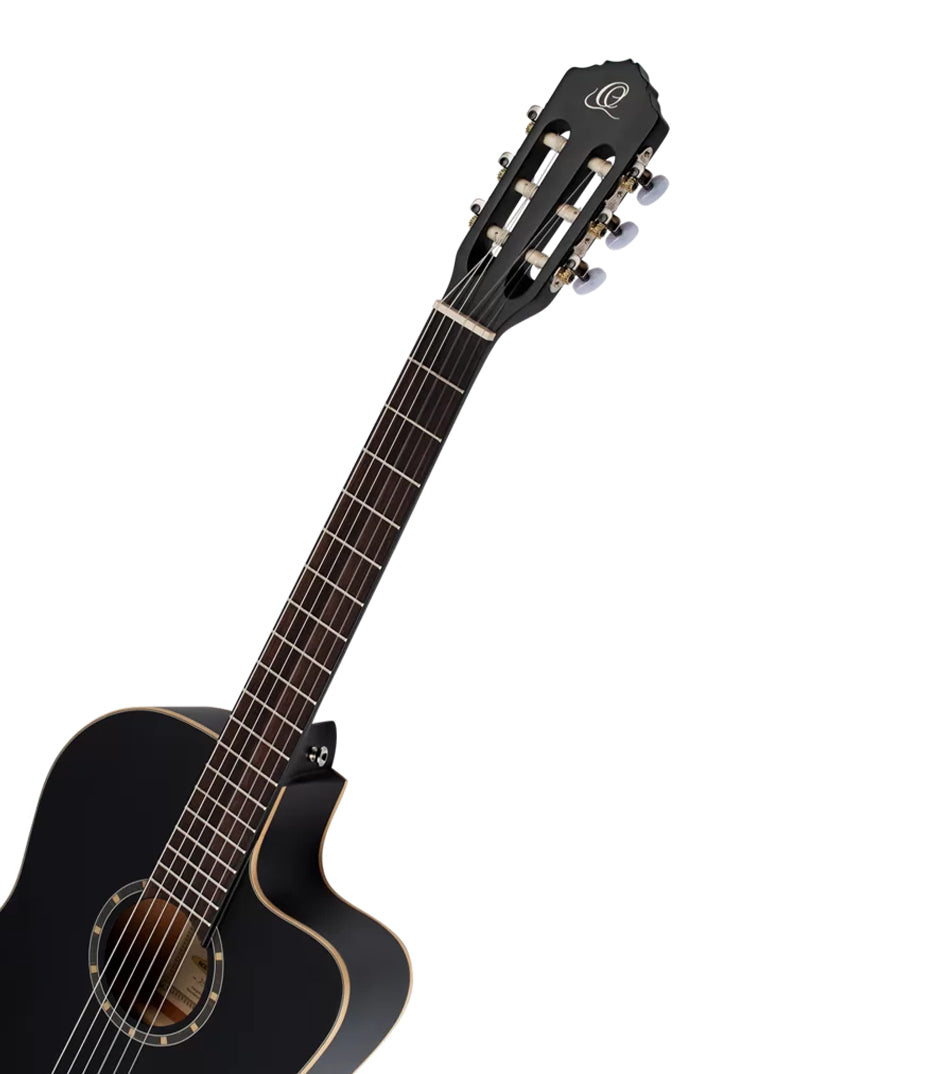 Ortega RCE125 Family Series Classic Guitar with Equalizer Satin Black Finish Included Gig Bag