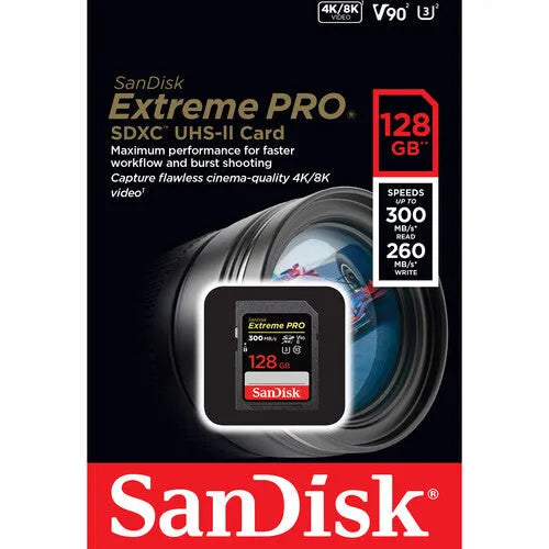 SanDisk 128GB Extreme PRO UHS-II 300mb/s SDXC Memory Card