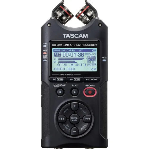 TASCAM DR-40X 4-Channel / 4-Track Portable Audio Recorder and USB Interface with Adjustable Mic - BHM Store