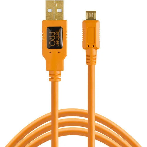 Tether Tools TetherPro USB 2.0 A Male to Micro-B 5-Pin Cable (15', Orange) - BHM Store