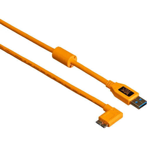 Tether Tools USB 3.0 Type-A Male to Micro-USB Right-Angle Male Cable (15', Orange) - BHM Store
