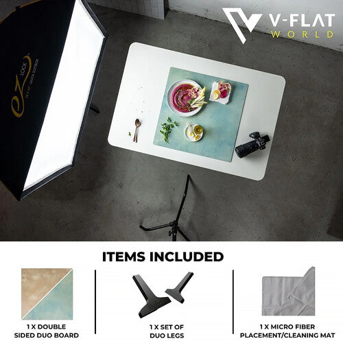 V-FLAT WORLD Duo-Board Double-Sided Background (Miami Sky / Sahara Sand, 60 x 60cm)