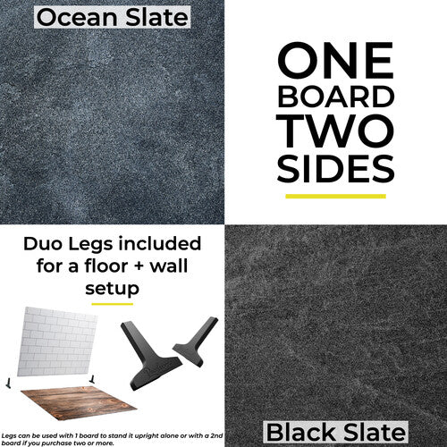 V-FLAT WORLD Duo-Board Double-Sided Background (Ocean Slate / Black Slate, 60 x 60cm)