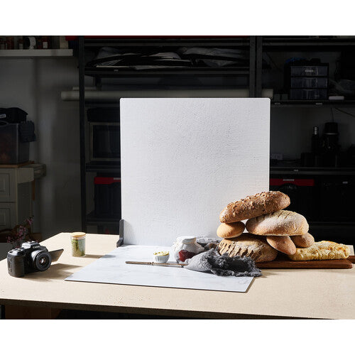 V-FLAT WORLD Duo-Board Double-Sided Background (Raw Concrete / Vintage Plaster, 60 x 60cm)