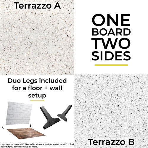 V-FLAT WORLD Duo-Board Double-Sided Background (Terrazzo A / Terrazzo B, 60 x 60cm)