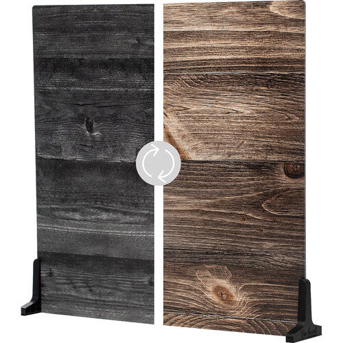 V-FLAT WORLD Duo-Board Double-Sided Background (Vintage Oak / Ink Hardwood, 60 x 60cm)