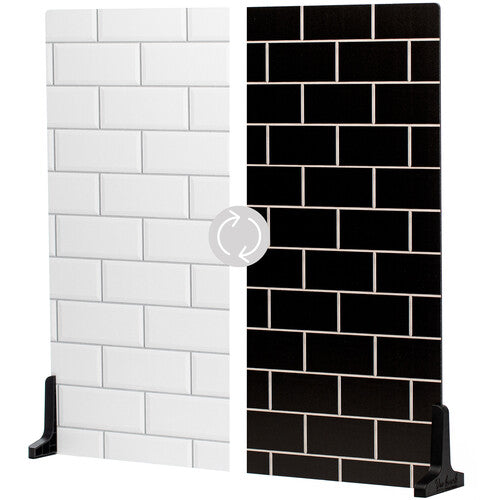 V-FLAT WORLD Duo-Board Double-Sided Background (White Subway Tile / Ebony Subway Tile, 60 x 60cm)