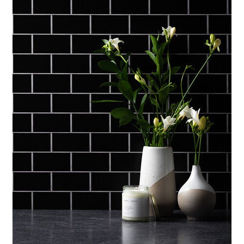 V-FLAT WORLD Duo-Board Double-Sided Background (White Subway Tile / Ebony Subway Tile, 60 x 60cm)