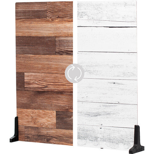 V-FLAT WORLD Duo-Board Double-Sided Background (Whitewash / Hickory Planks, 60 x 60cm)