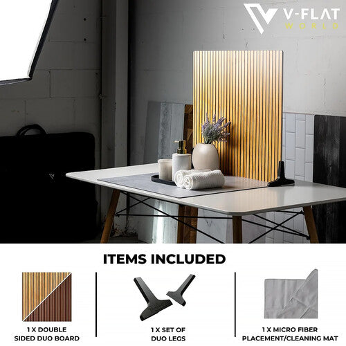 V-FLAT WORLD Duo-Board Double-Sided Background (Wood Slats Light/Wood Slats Dark, 60 x 60cm)