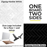 V-FLAT WORLD Duo-Board Double-Sided Background (Zigzag Marble White / Zigzag Marble Black, 60 x 60cm)